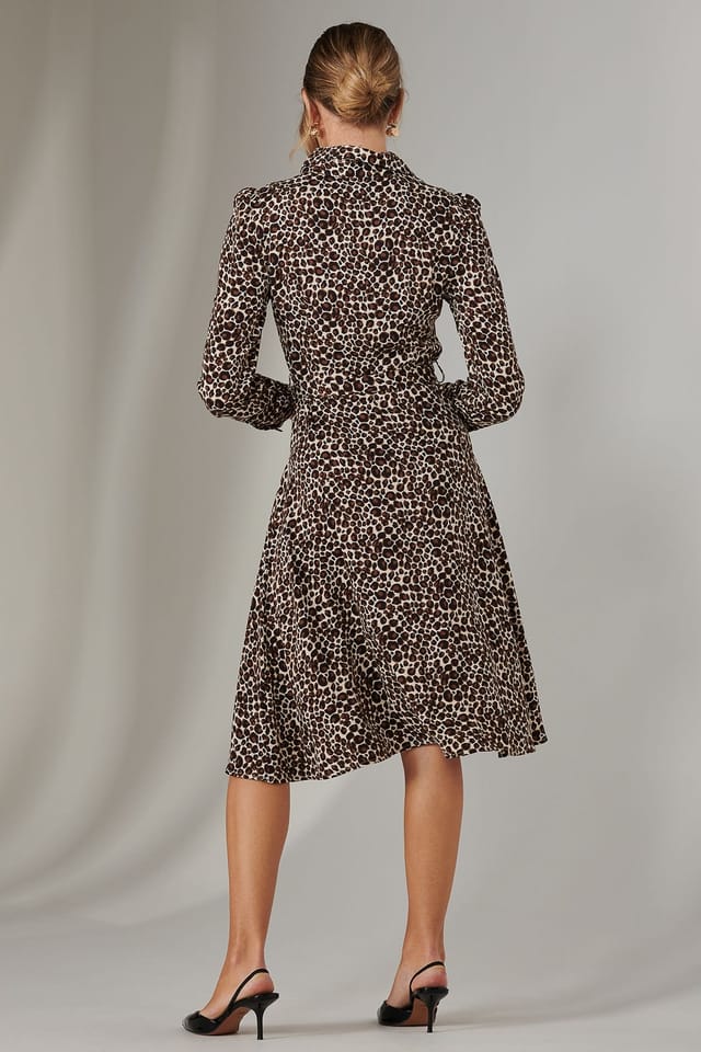 Jolie Moi Jolie Moi Women's Susan Long Sleeve Shirt Dress in Brown - 2