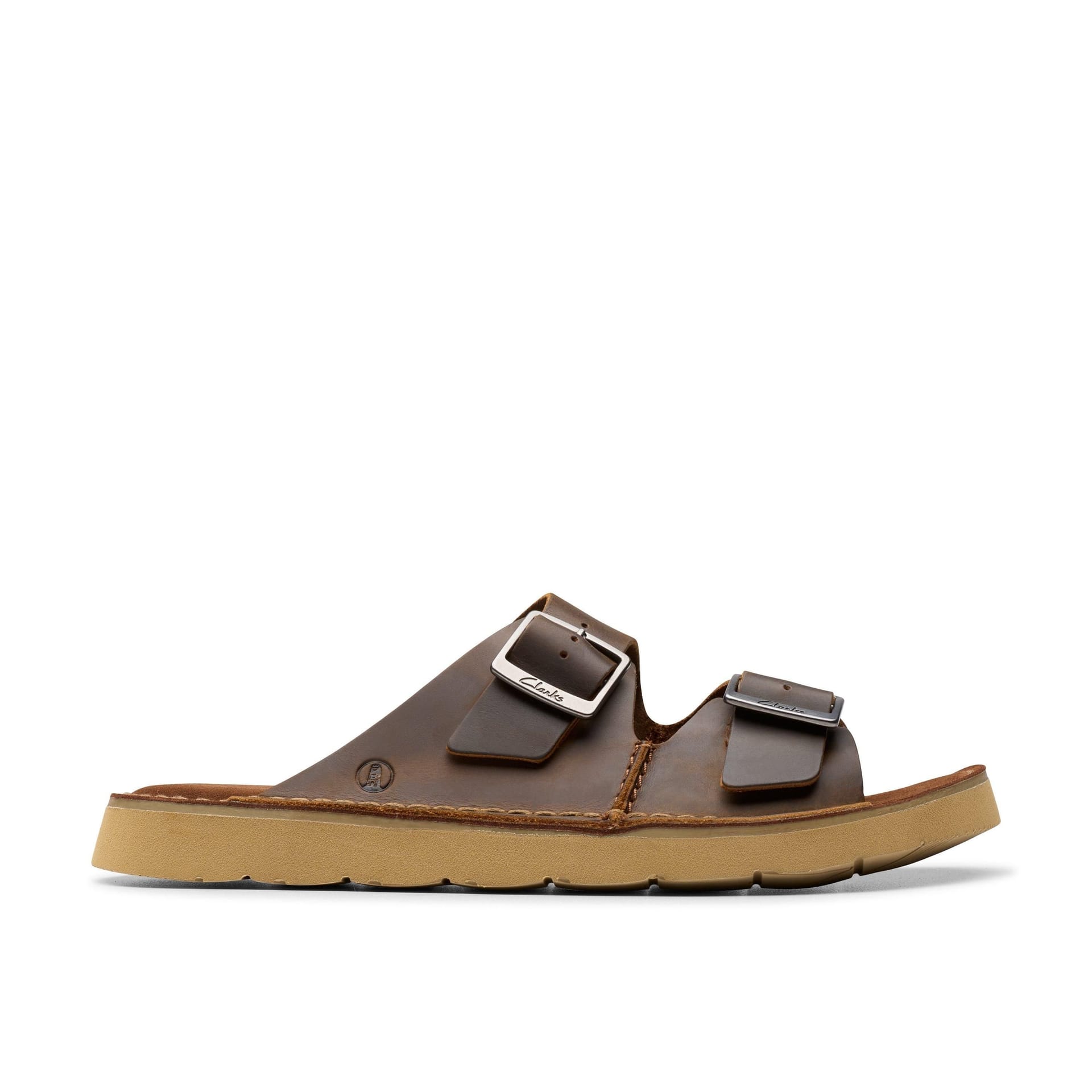 Clarks Clarks Men's Solsbury Strap Beeswax Leather Flat Sandals, Sliders in Brown - 4