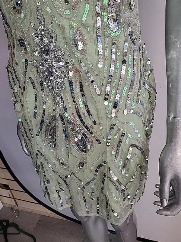 ASOS Luxe Green Sequin Evening Party Dress UK 8
