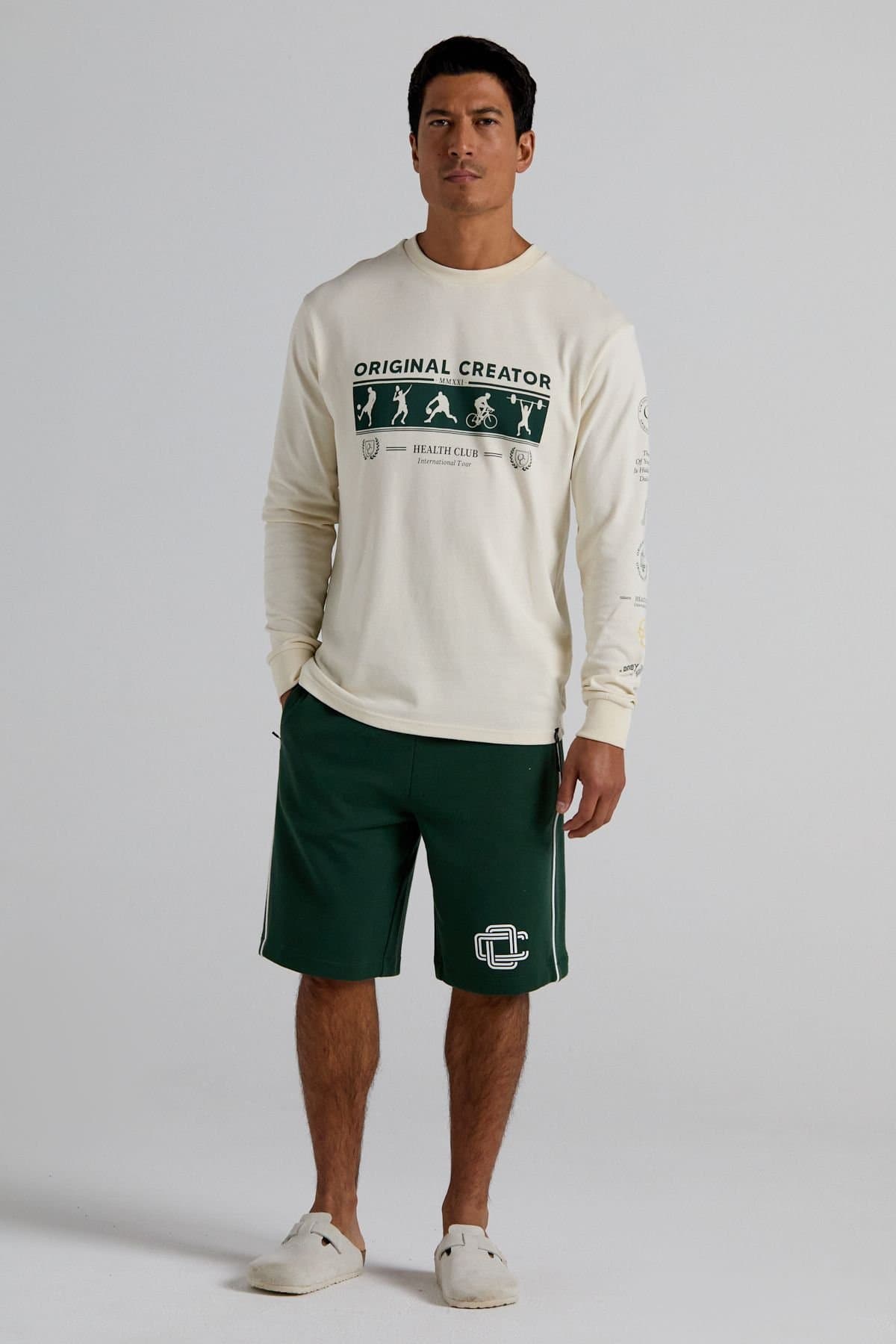 Original Creator Original Creator Men's Sports Long Sleeve T-Shirt - Off-White