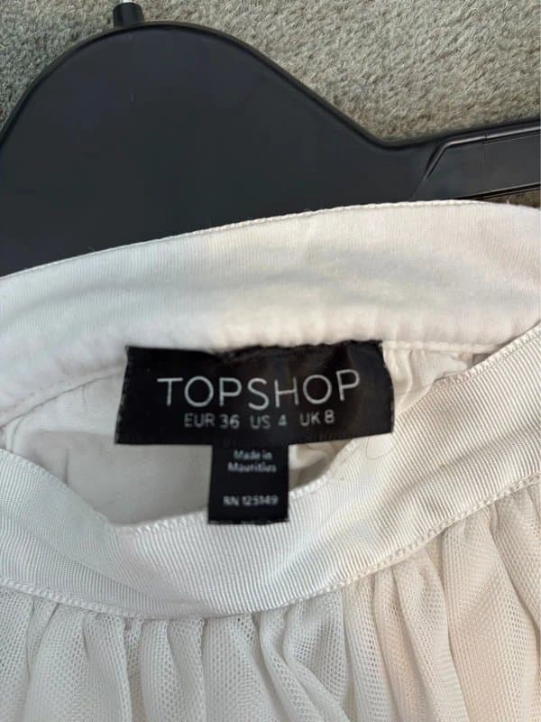 Topshop Top shop off white tulle midi skirt UK 8