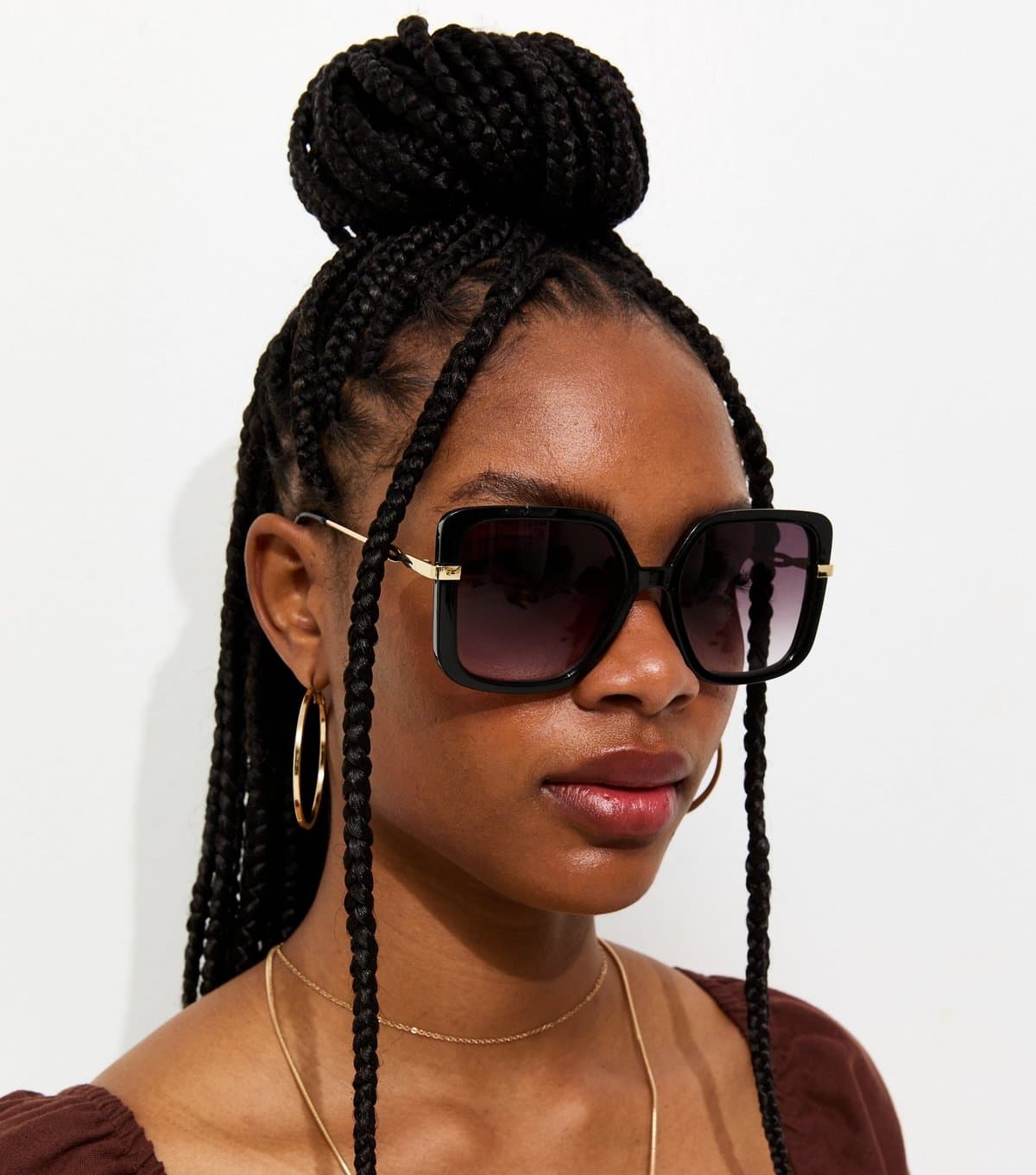 New Look Black Tortoiseshell Oversized Square Frame Sunglasses New Look