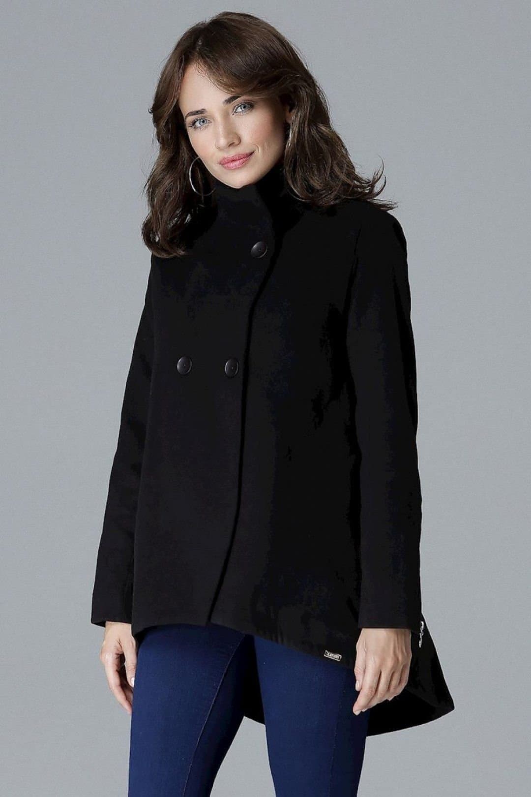 Love Lace Love Lace Women's Modern Stand Collar Two Button Zip Jacket in Black