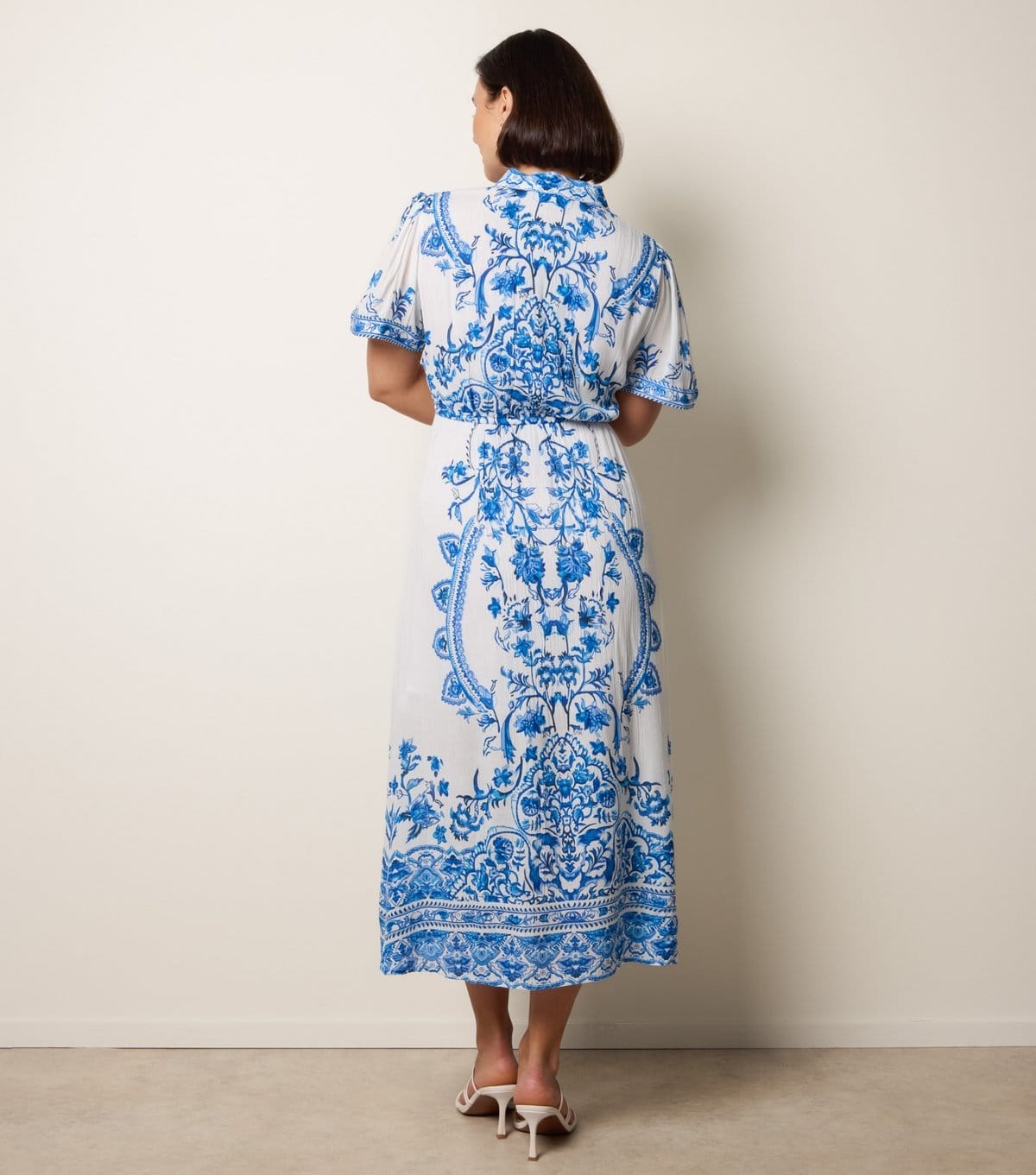 Blue Vanilla Women's Blue Floral Midi Shirt Dress Blue Vanilla New Look - 4