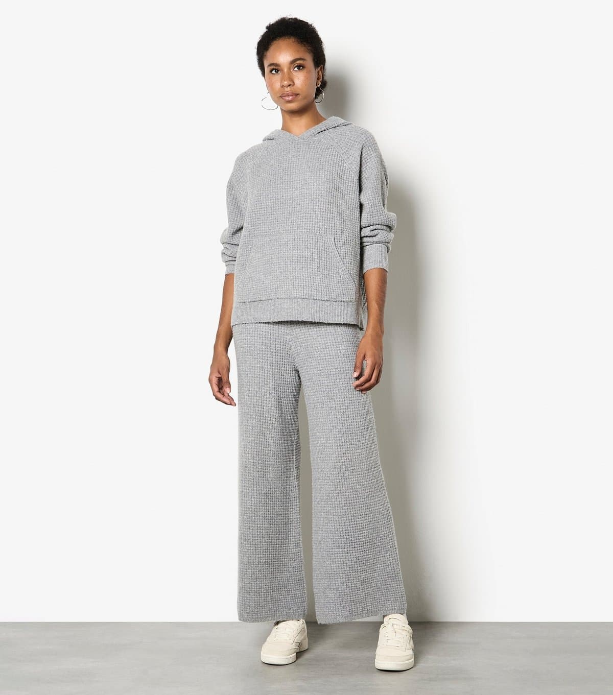 Apricot Women's Dark Grey Waffle Knitted Hoodie Apricot New Look