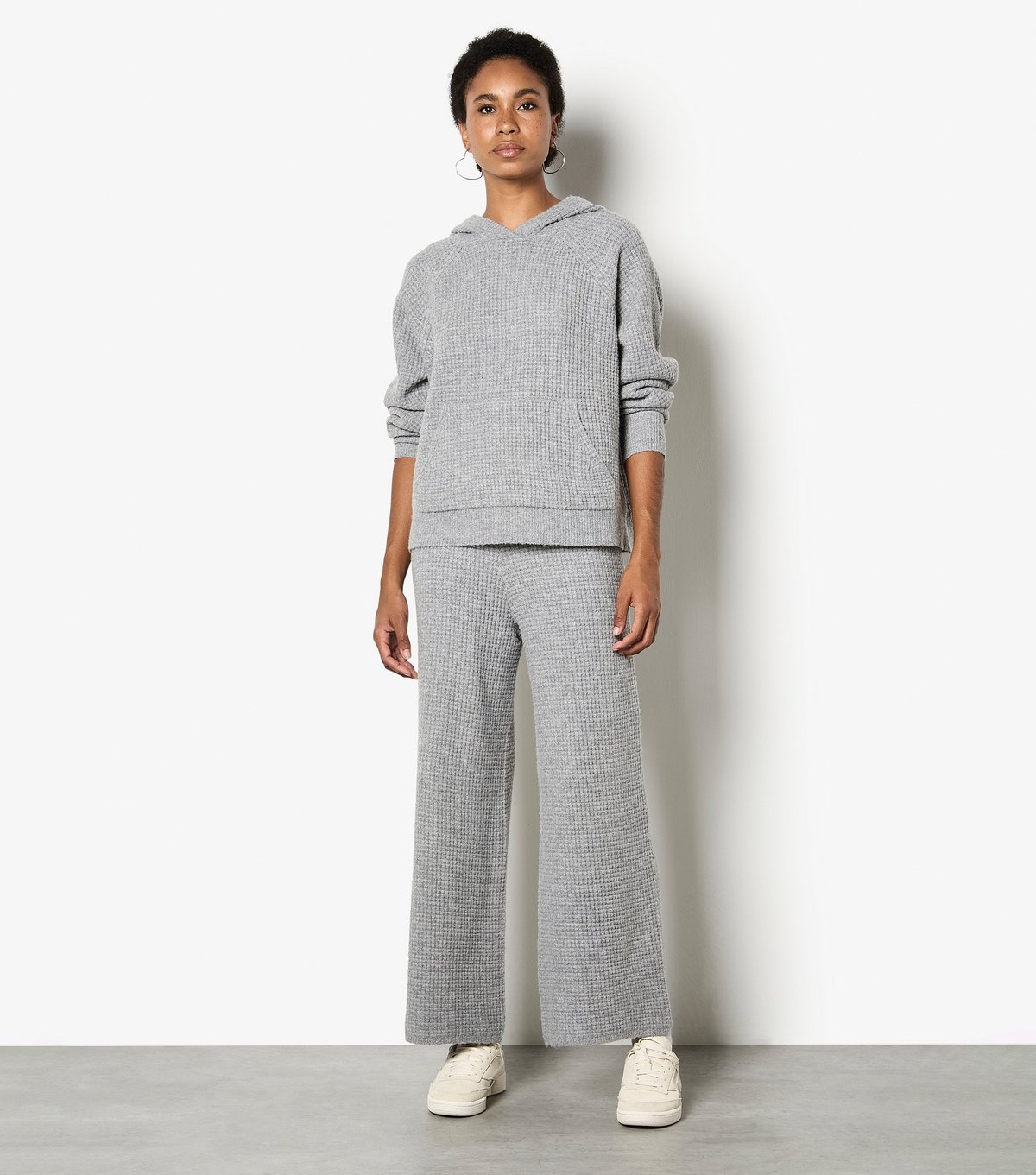 Apricot Women's Dark Grey Waffle Knitted Hoodie Apricot New Look - 2