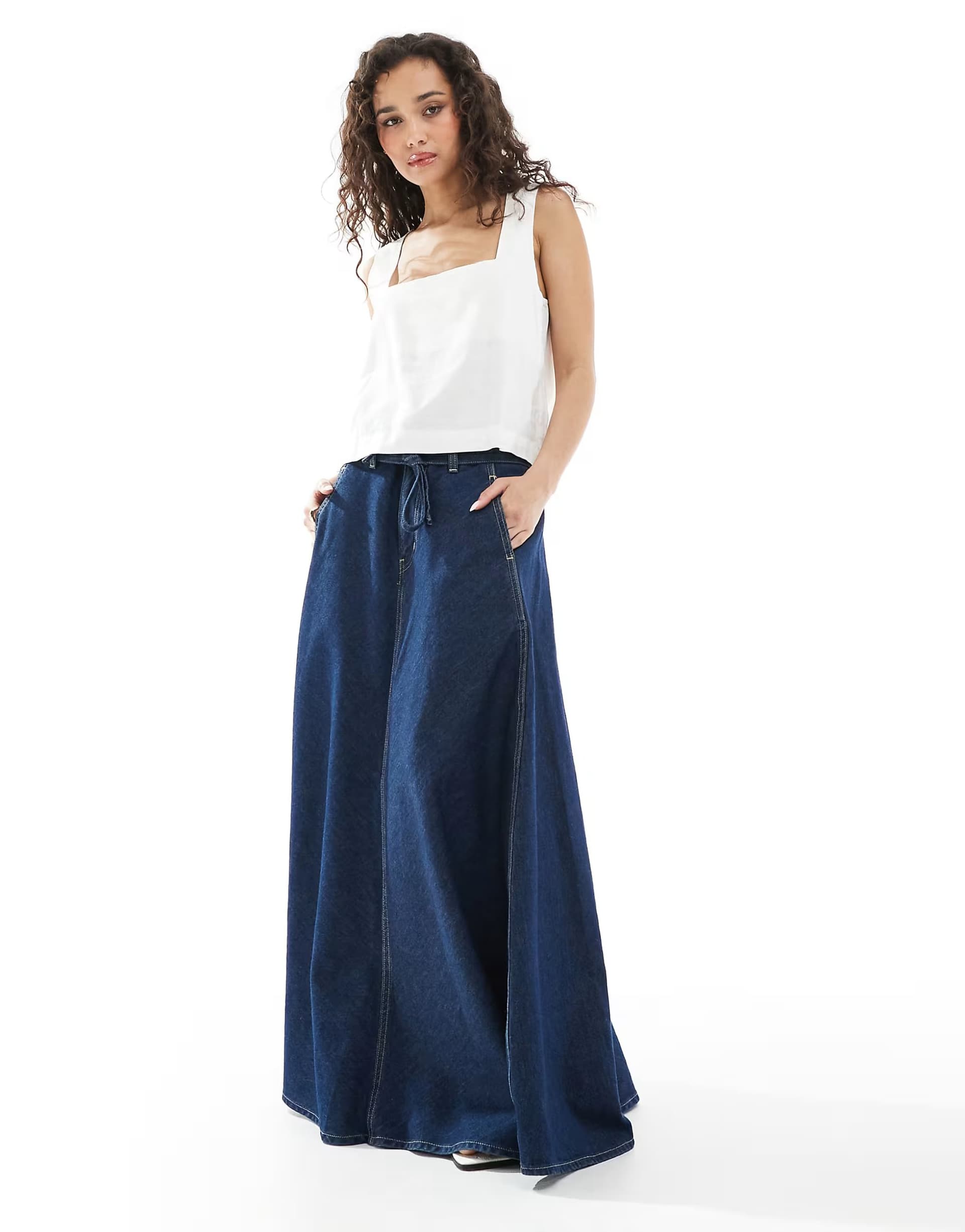 ASOS Levi's XL denim midi skirt in dark wash blue