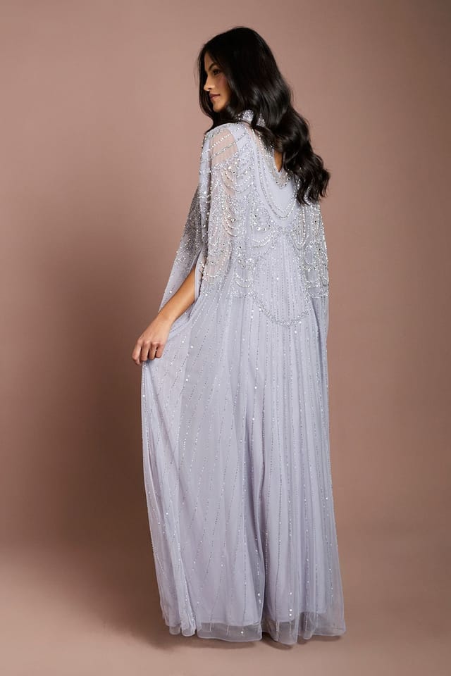 Coast Coast Women's Petite Heavily Embellished Chiffon Maxi Dress in Lilac - 3