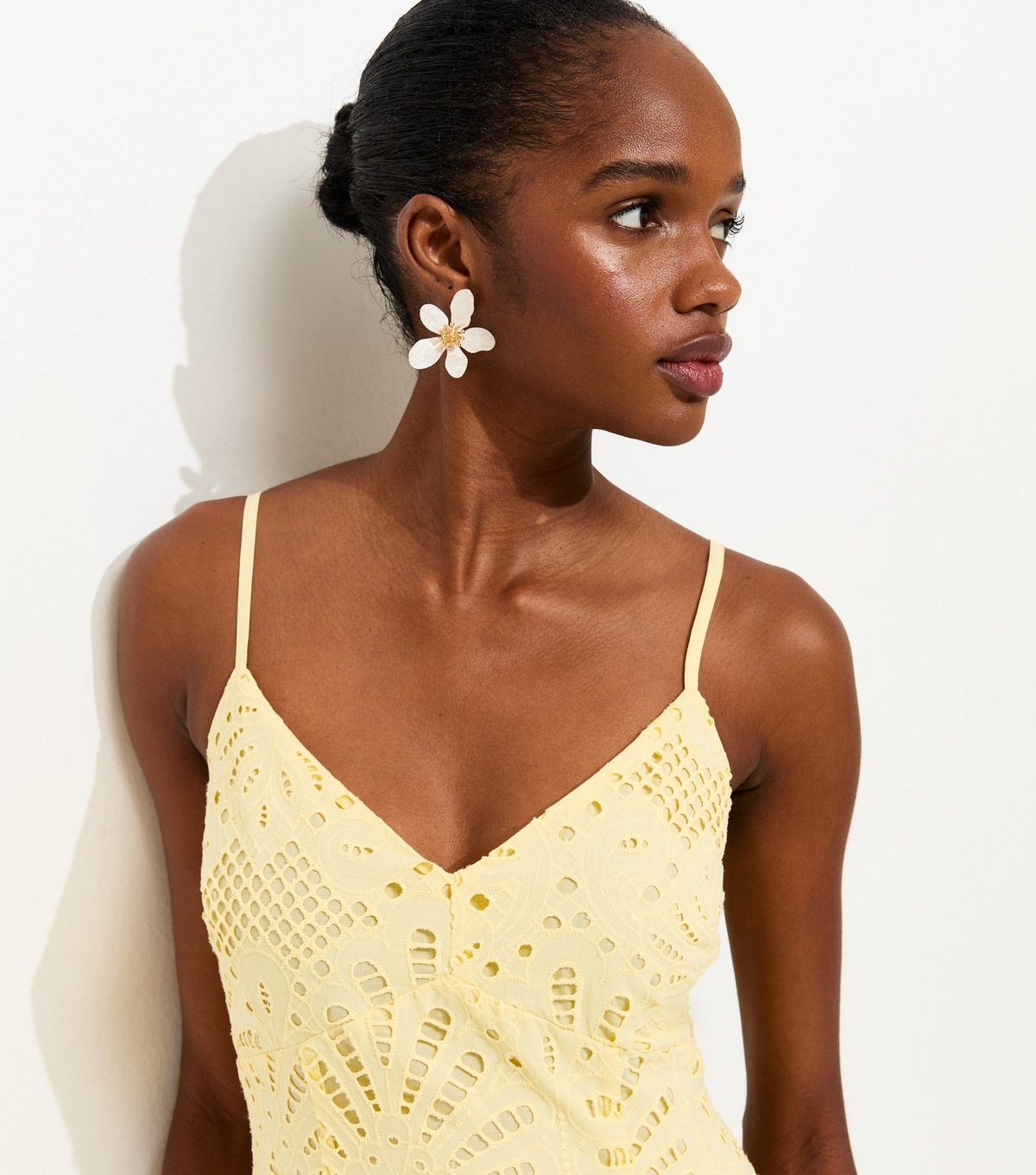 New Look Women's Yellow Cutwork Strappy Midi Dress New Look - 3