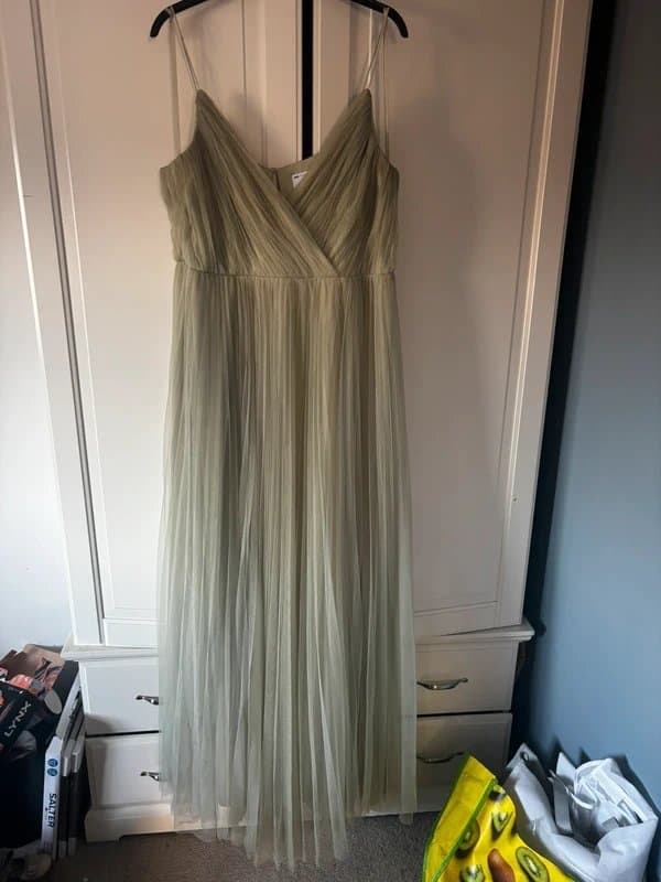 ASOS Asos bridesmaid cami pleated tulle maxi dress in sage