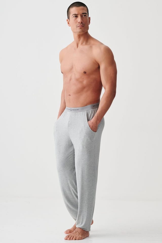 British Boxers British Boxers Men's "Grey Marl" Bamboo Pyjama Trousers in Mid Grey - 2