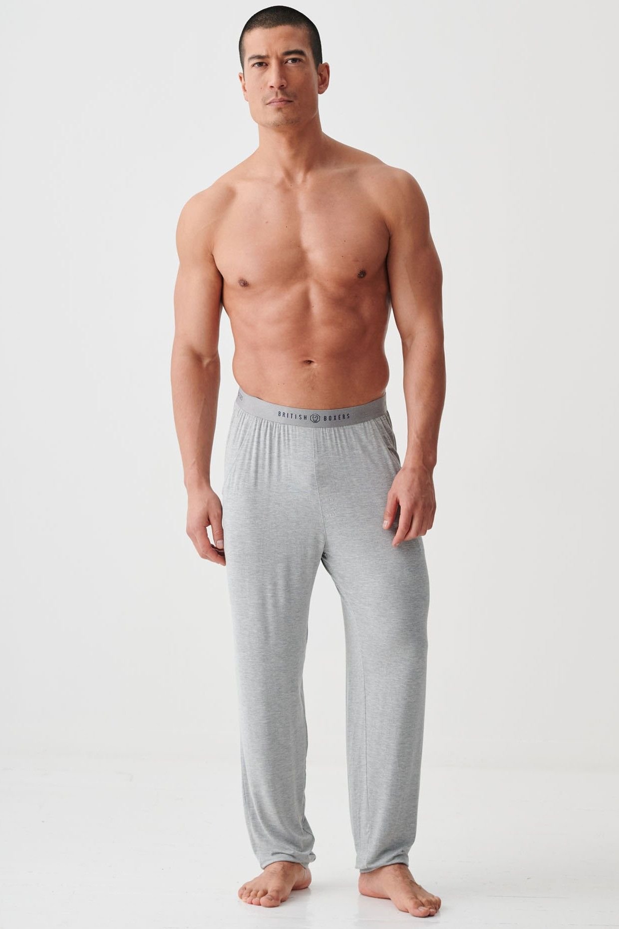 British Boxers British Boxers Men's "Grey Marl" Bamboo Pyjama Trousers in Mid Grey - 3
