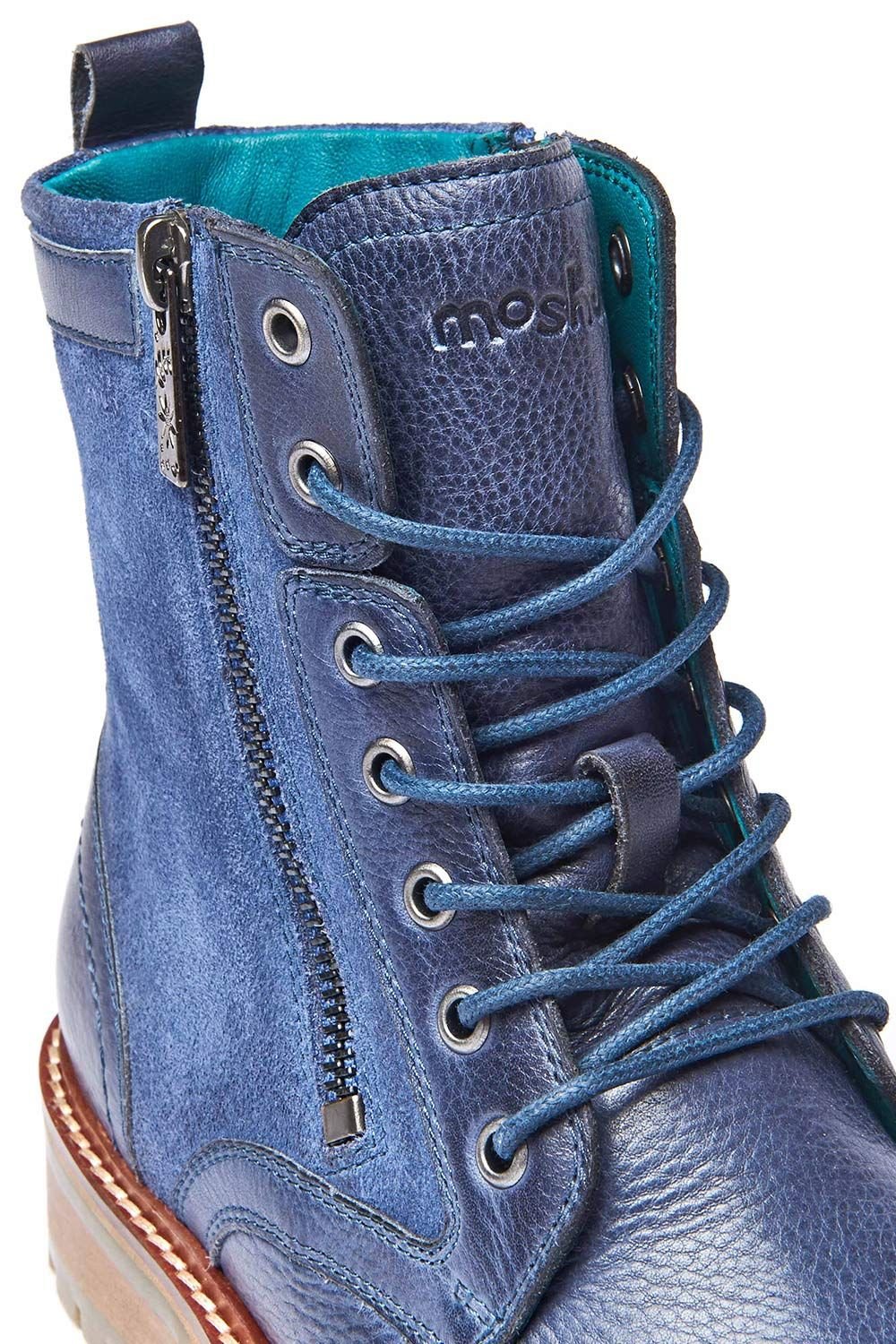 Moshulu Moshulu Women's 'Bardsey 2' Leather Biker Boots in Blue - 3