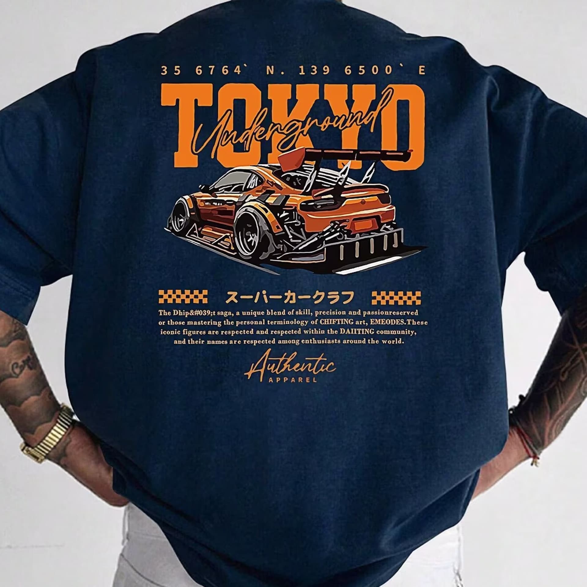 Dragodirect Dragodirect Men's Men's Retro Printed Short Sleeve T-Shirt in Dark Navy