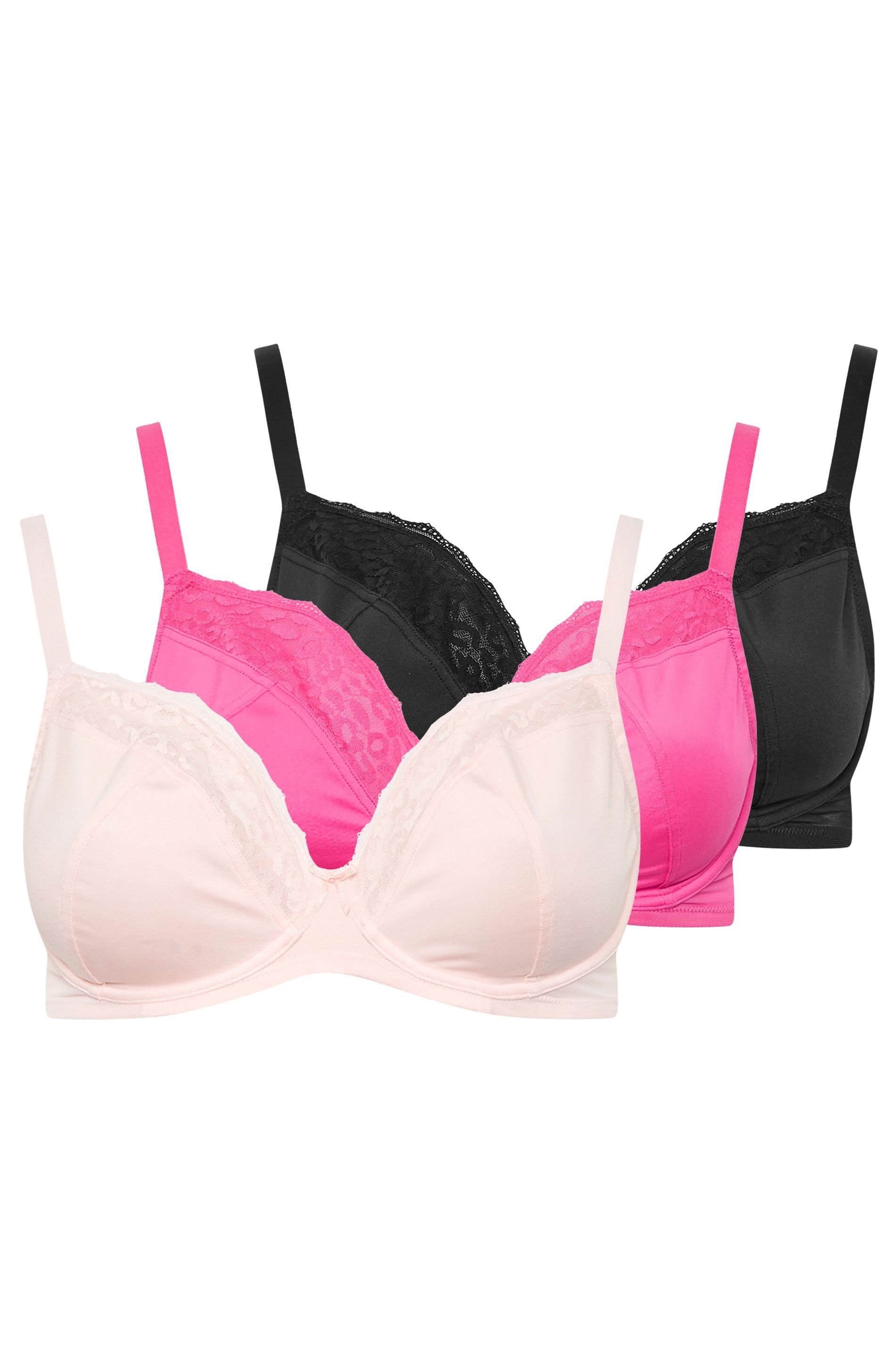 Yours Yours Women's 3 Pack Animal Mesh Underwired Bras in Black - 2