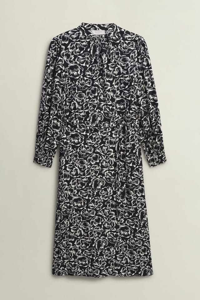Hobbs London Hobbs London Women's Cynthia Long Sleeve Keyhole Midi Dress in Black - 2
