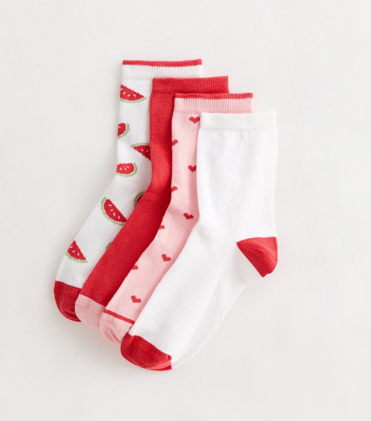 New Look Pack of 4 Red and White Mixed Design Socks New Look - 1