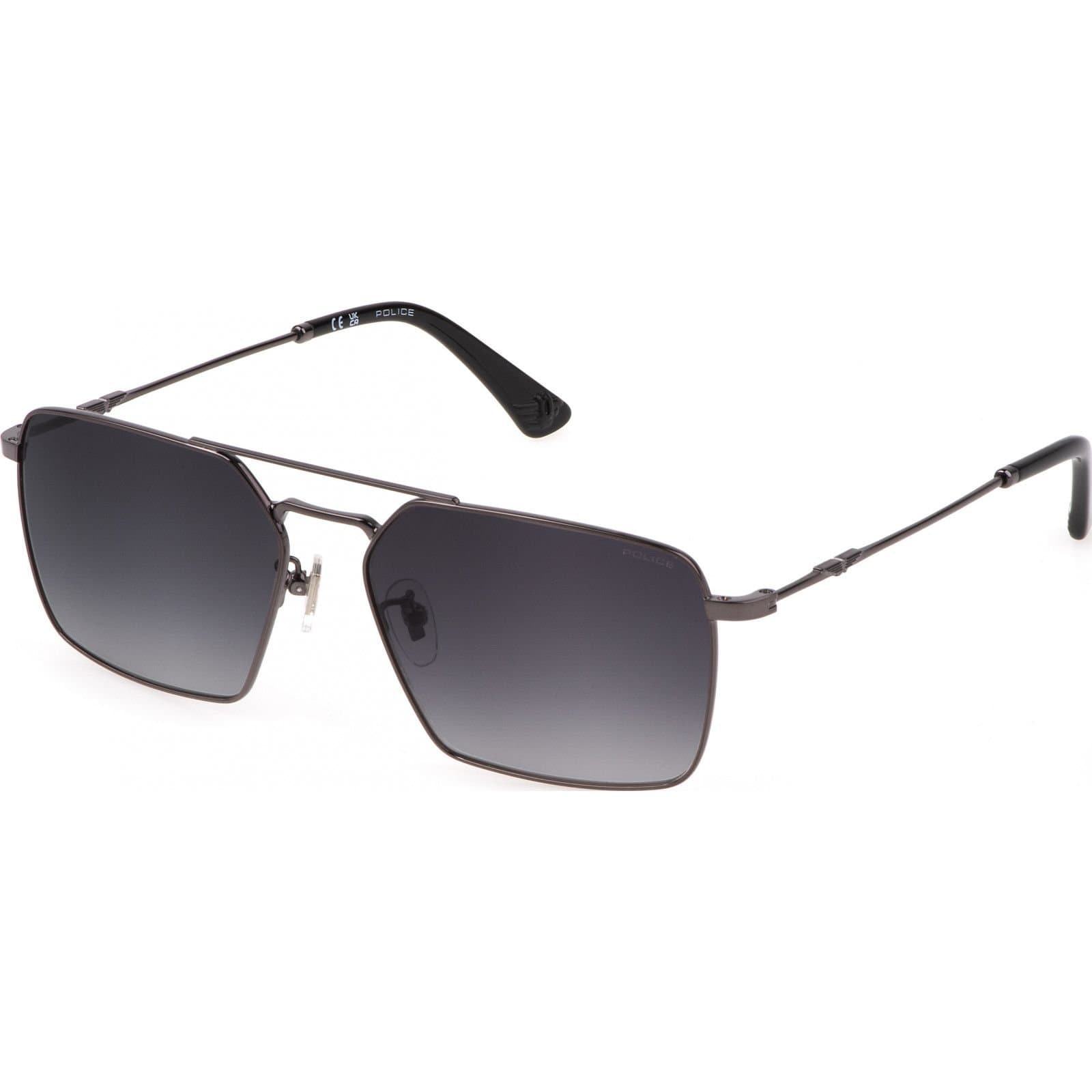 Police Police Men's SPLL07560568 Square/Rectangle Sunglasses in Silver