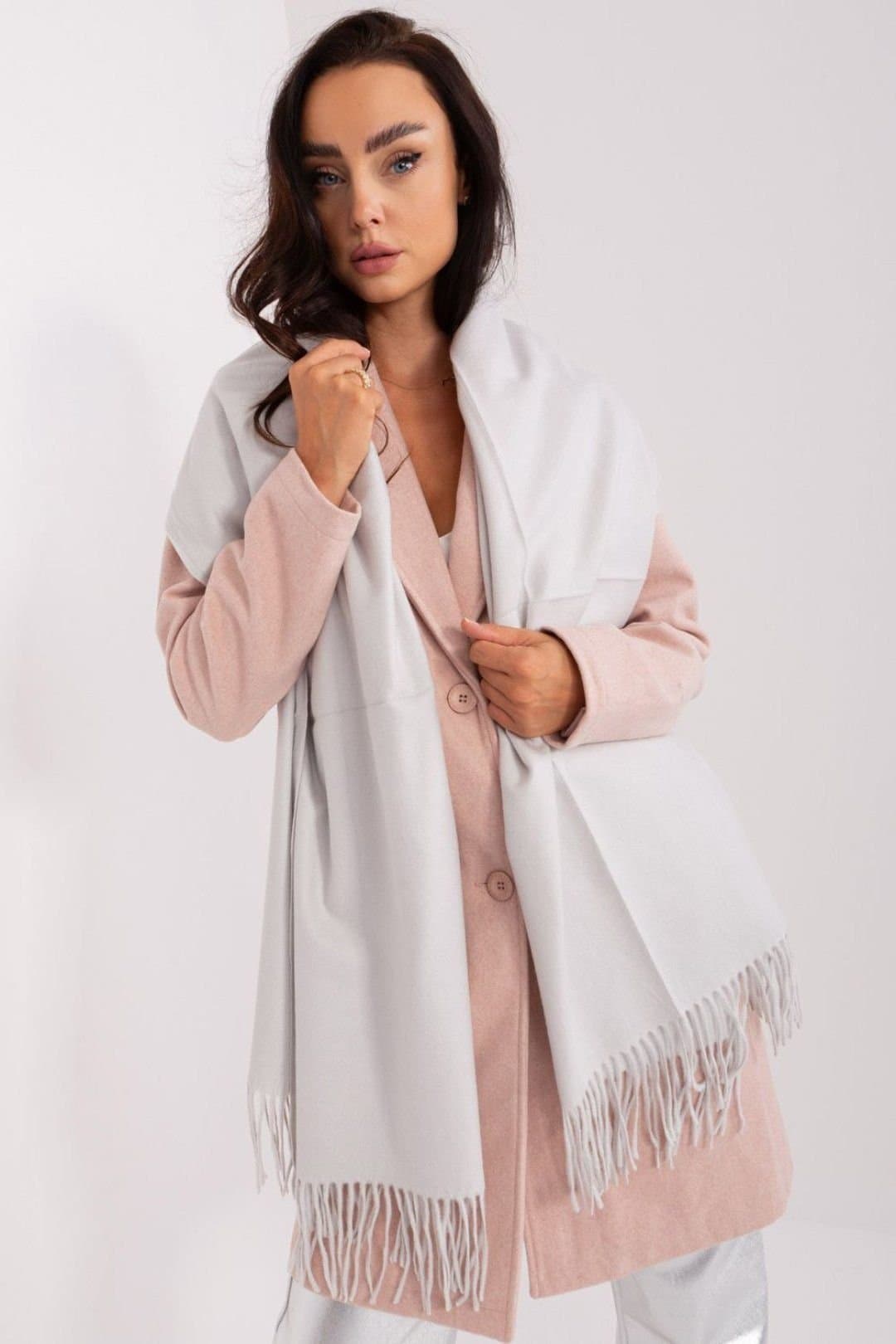 Love Lace Love Lace Grey Polyester Long Winter Scarf with Tassels