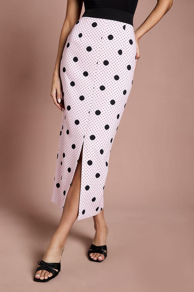 Coast Coast Women's Lisa Tan Printed Contrast Waistband Pencil Skirt in Pink - 2