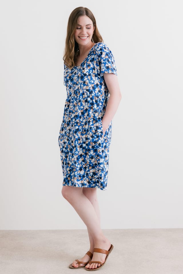 Lily & Me Lily & Me Women's Festival Printed Cotton Jersey Dress in Cobalt - 2