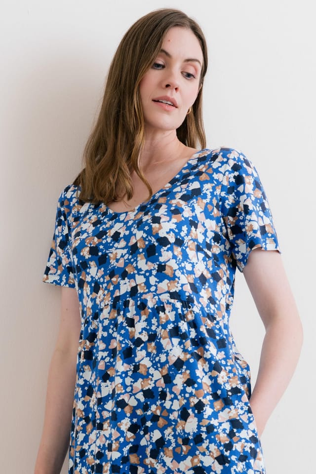 Lily & Me Lily & Me Women's Festival Printed Cotton Jersey Dress in Cobalt - 3