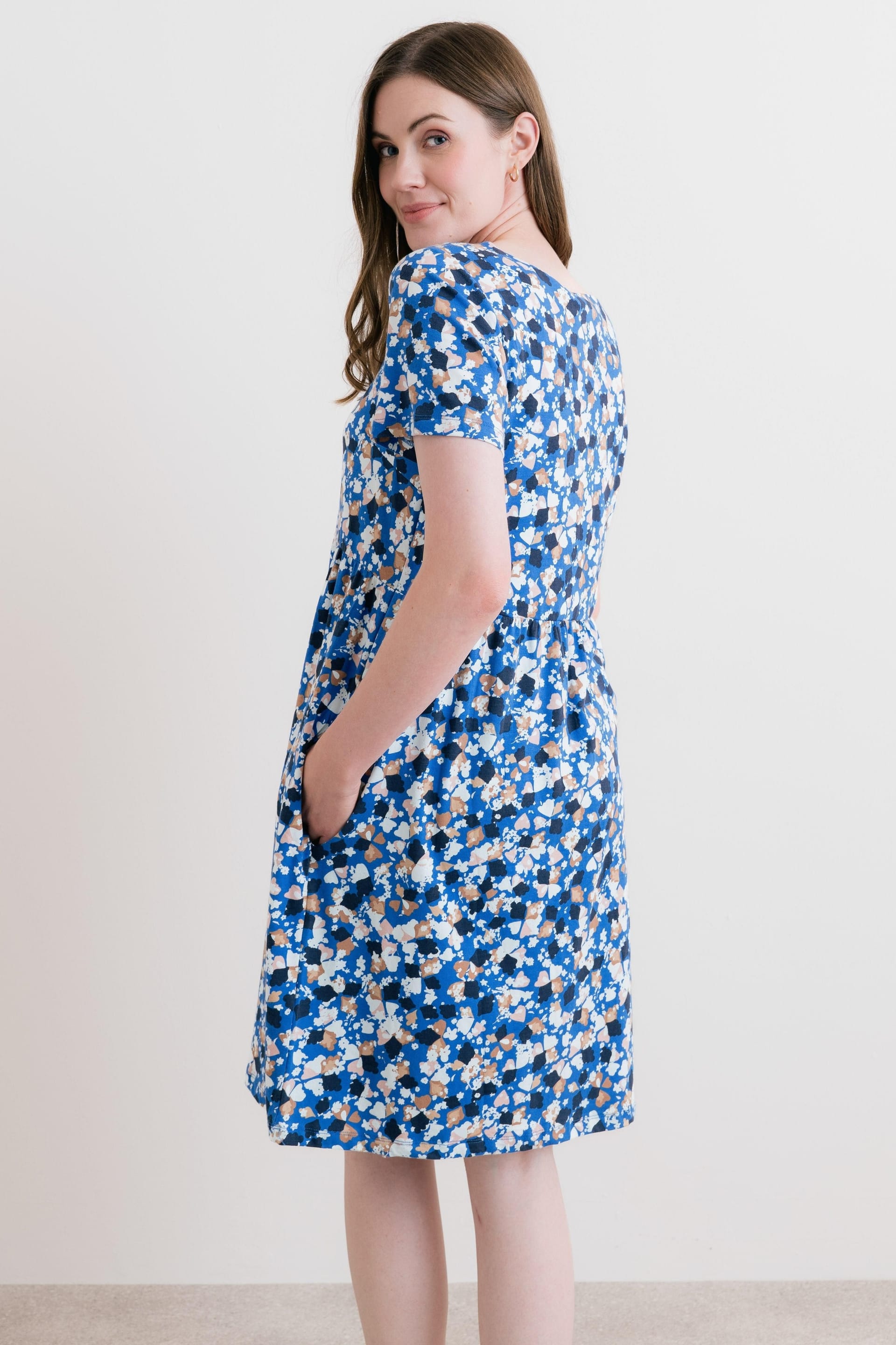 Lily & Me Lily & Me Women's Festival Printed Cotton Jersey Dress in Cobalt - 4