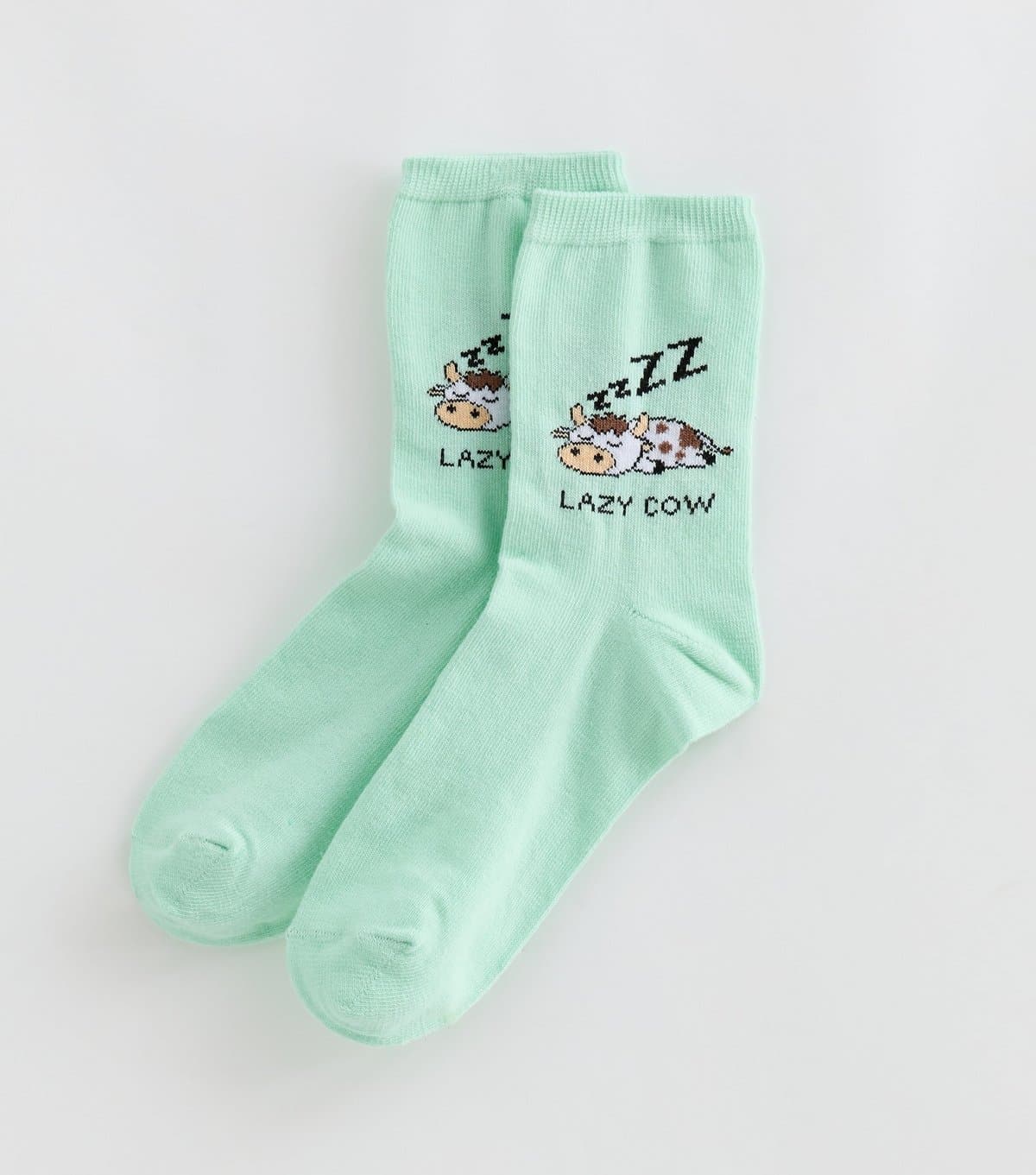 New Look Mint Green Lazy Cow Ankle Socks New Look