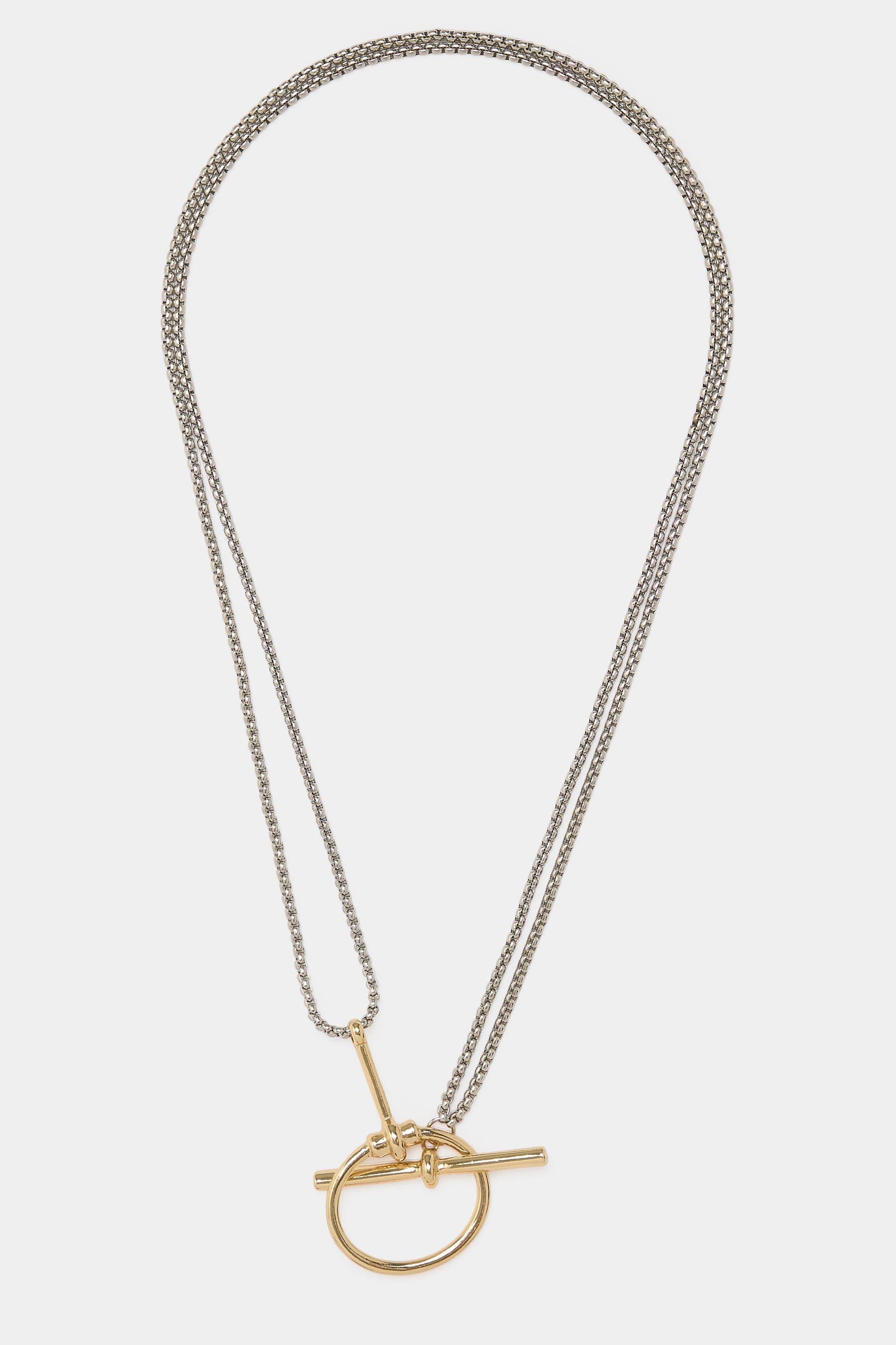 Yours Silver And Gold Mixed Metal Tbar Necklace