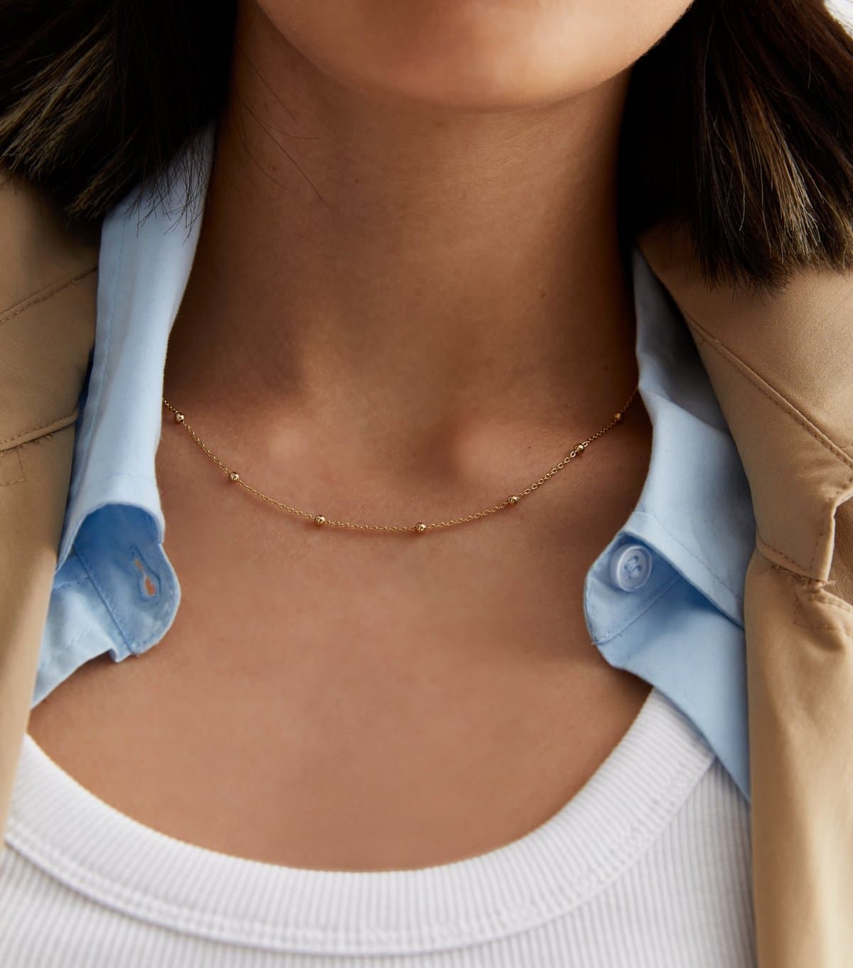New Look New Look 18ct Gold Plated Ball Chain Necklace