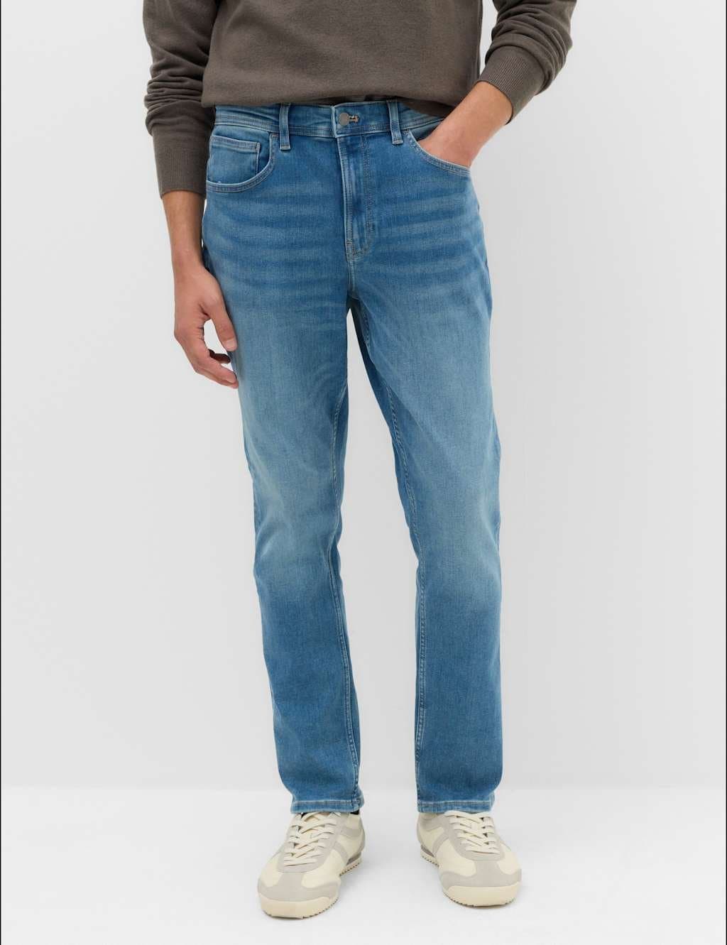 Marks & Spencer M&S Slim Fit Textured Comfort Stretch Jeans Mid Blue