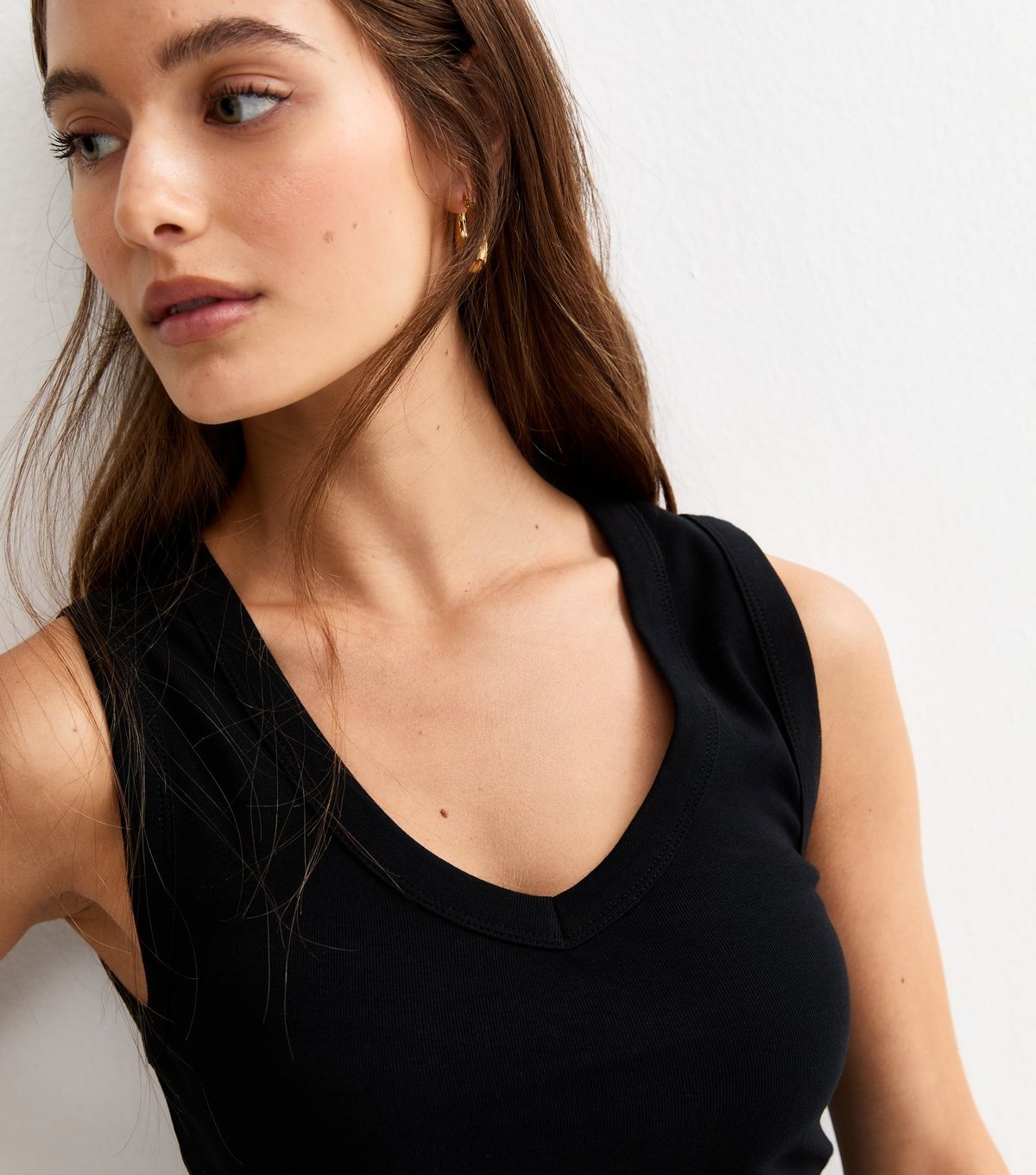 New Look Women's Black Jersey V-Neck Vest New Look - 2