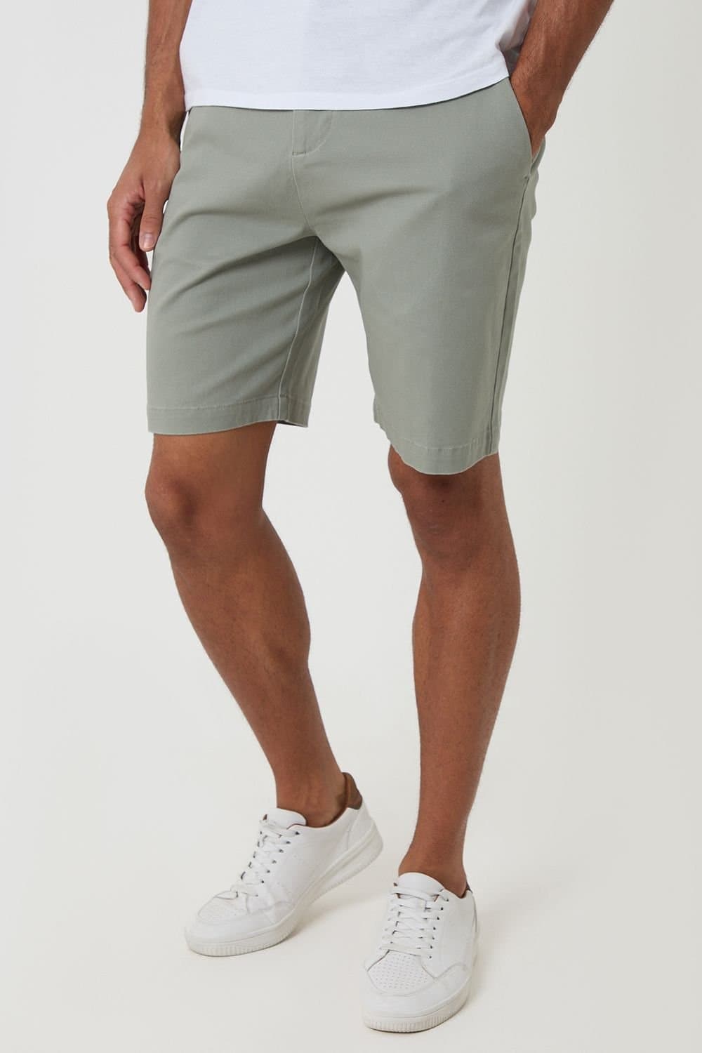 Threadbare Threadbare Men's Cotton 3 Pocket Stretch Chino Shorts in Pale Green