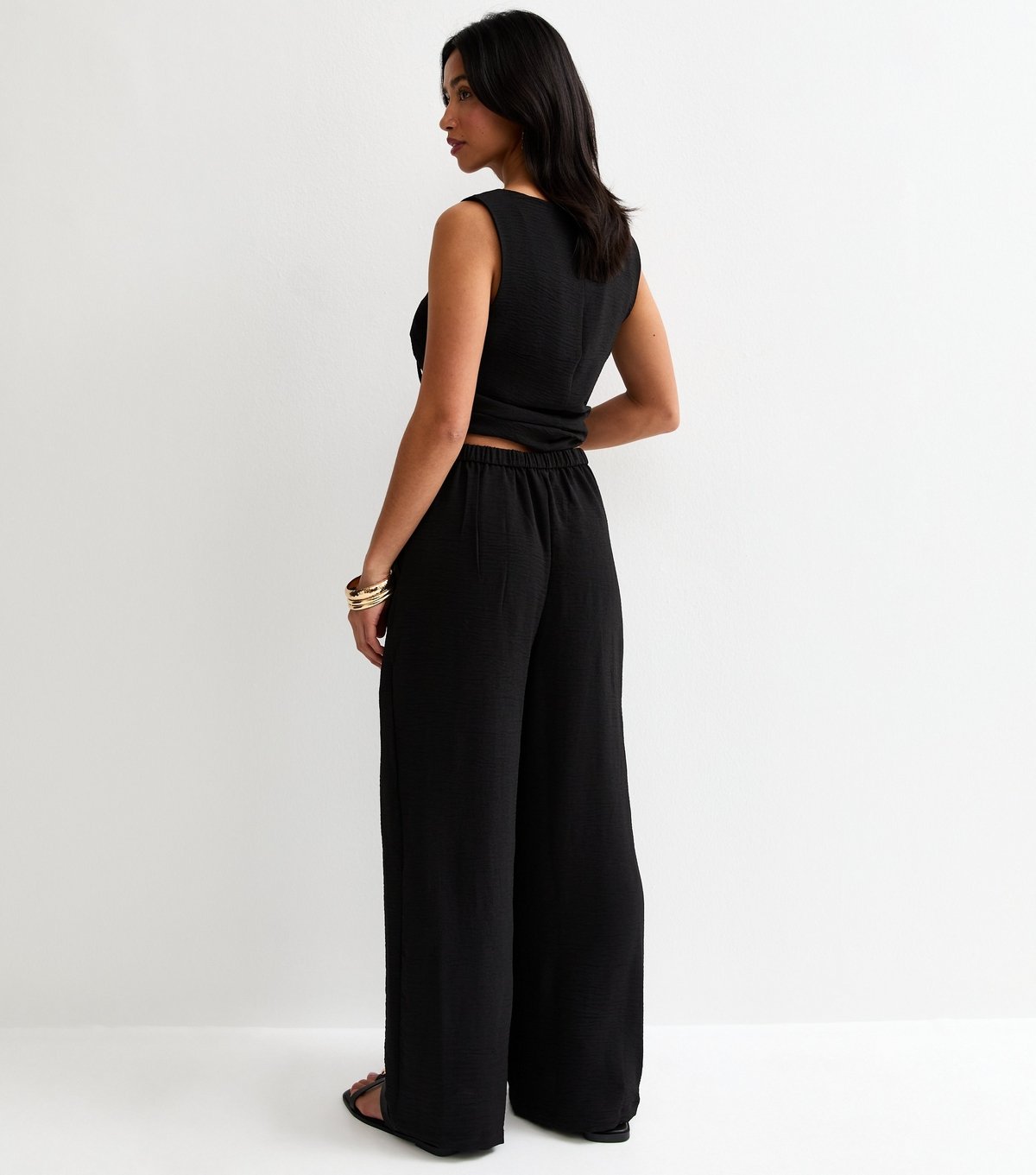 New Look Women's Petite Black Pleated Wide Leg Trousers New Look - 4