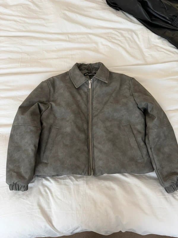 ASOS Grey Leather Jacket Good for Nothing