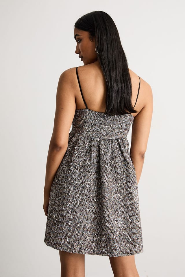Warehouse Warehouse Women's Metallic Jacquard Babydoll Dress - 3