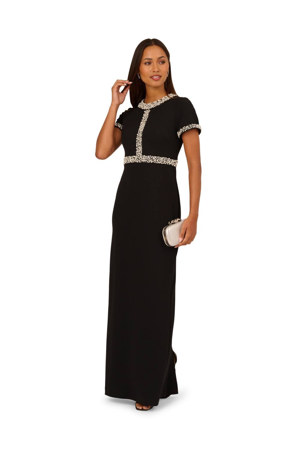 Adrianna Papell Adrianna Papell Women's Pearl Crepe Gown in Black - 2