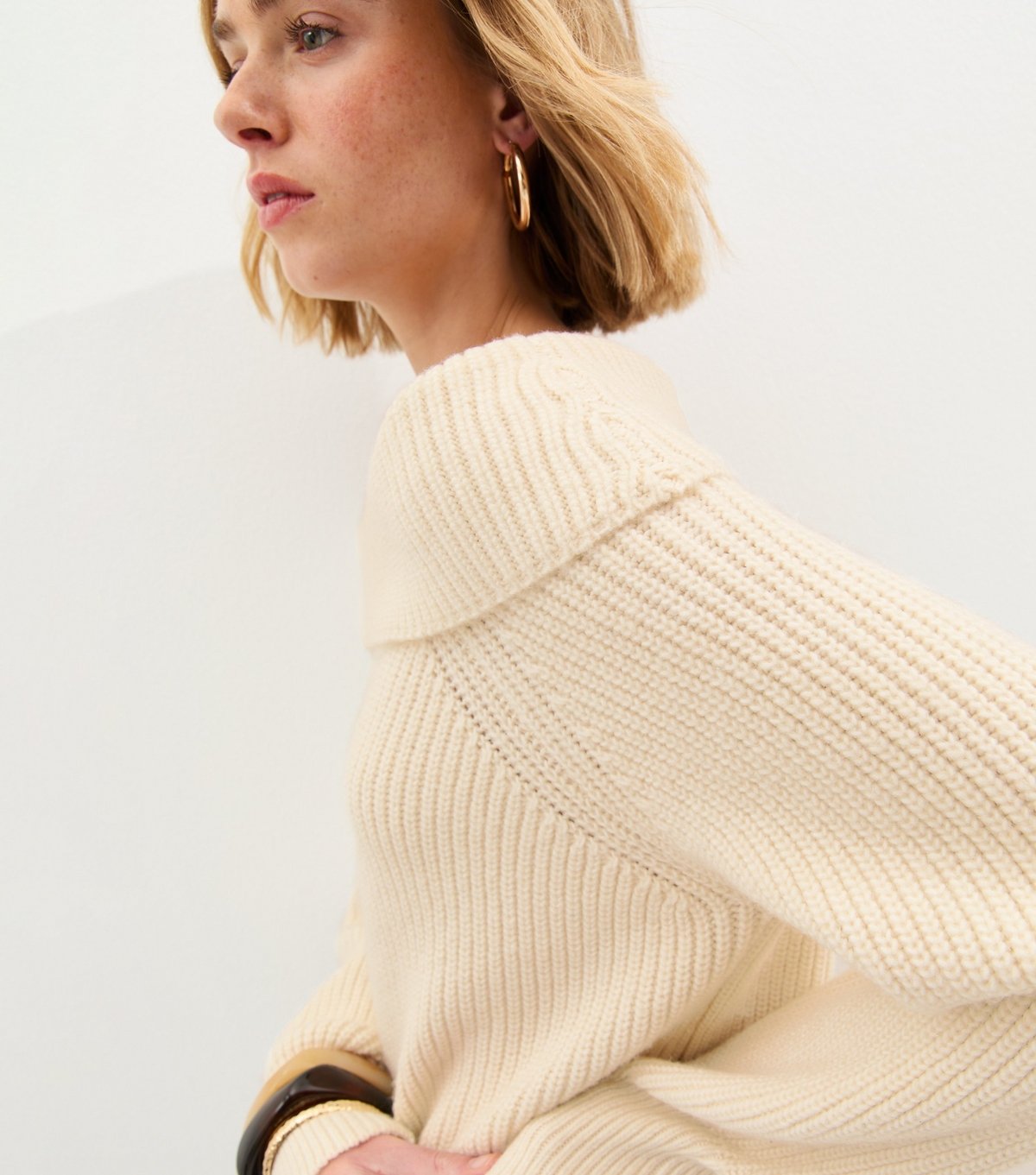 New Look Women's Cream Ribbed Bardot Knit Jumper New Look - 2