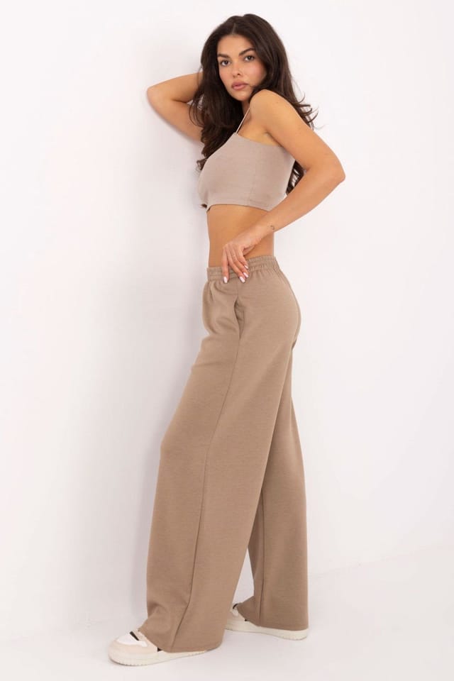 Love Lace Love Lace Women's High Waist Palazzo Sweatpants in Beige - 2
