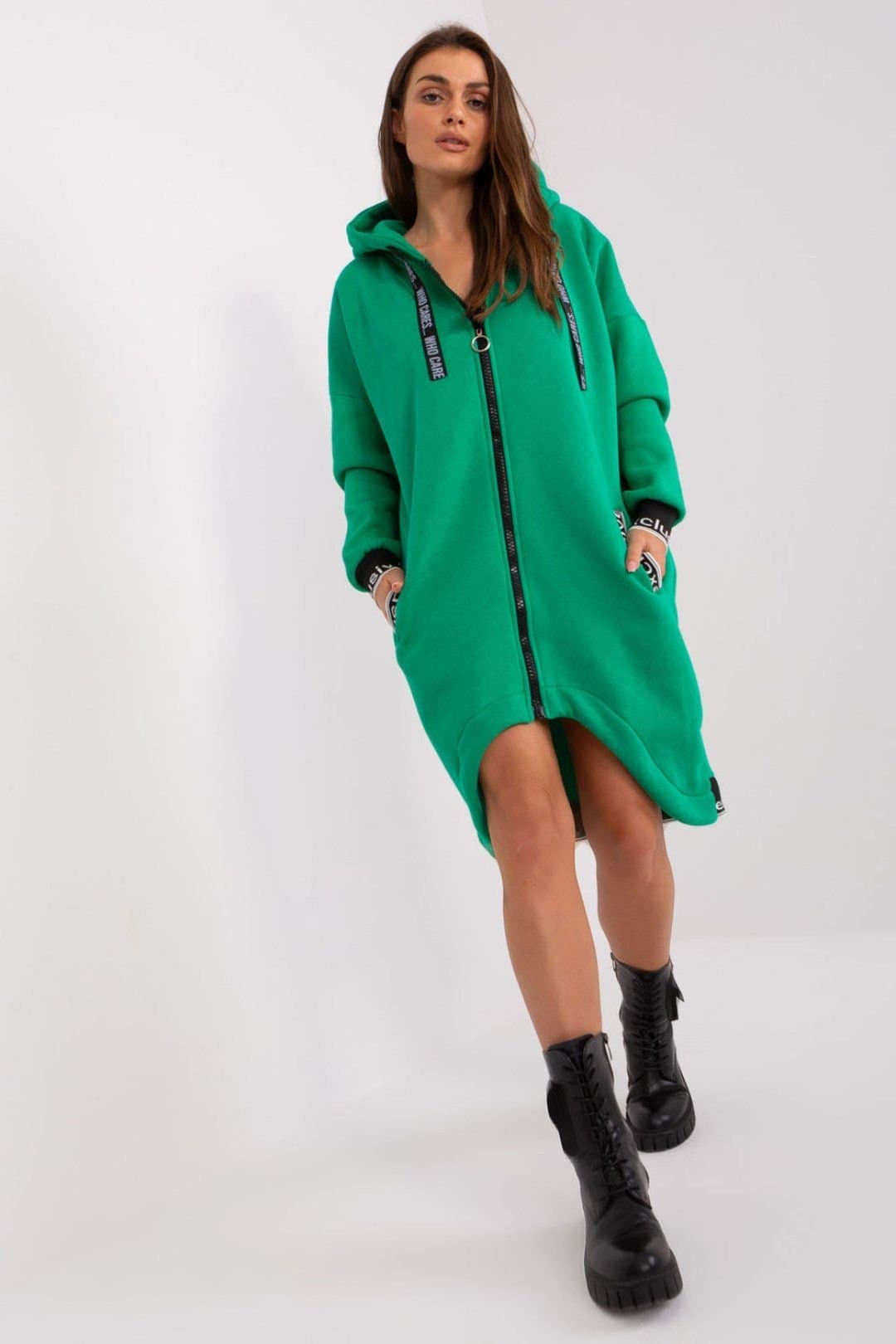 Love Lace Love Lace Women's Soft Cotton Hooded Zip Sweatshirt with Pockets in Green