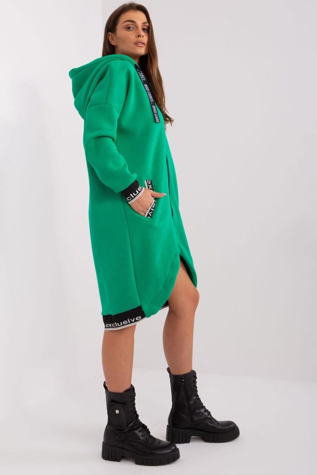 Love Lace Love Lace Women's Soft Cotton Hooded Zip Sweatshirt with Pockets in Green - 2