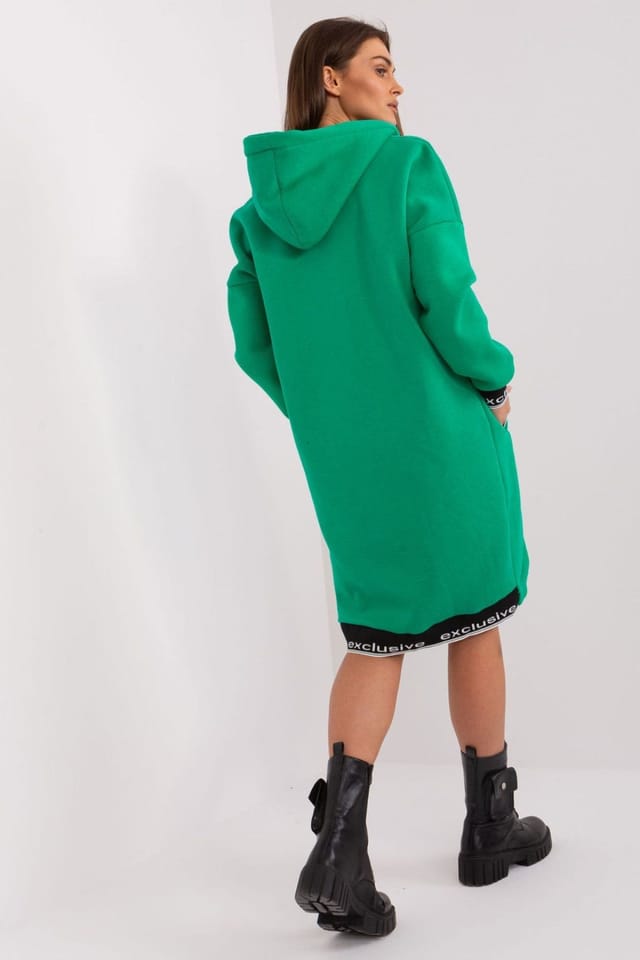 Love Lace Love Lace Women's Soft Cotton Hooded Zip Sweatshirt with Pockets in Green - 3
