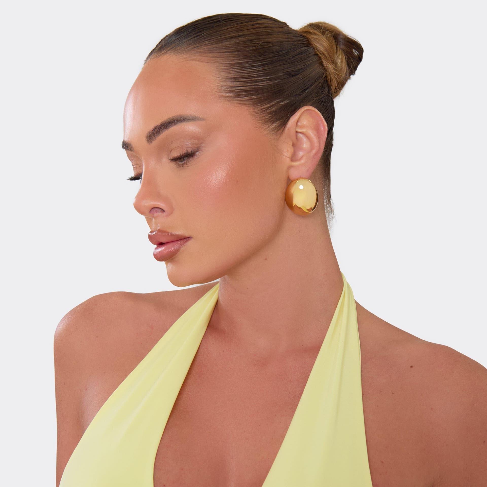 EGO EGO Gold Oversized Round Stud Earrings, Women's Size UK 0