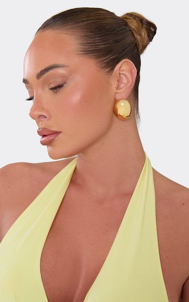 EGO Oversized Round Stud Earrings In Gold, Women's Size UK 0 - 2