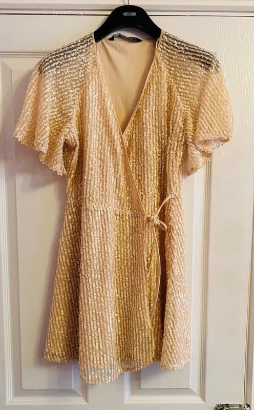Zara Zara plunge sequin wrap wedding hen do party holiday 12-14 same day post