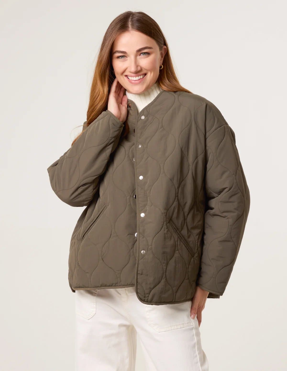 Blue Vanilla Button Front Quilted Jacket