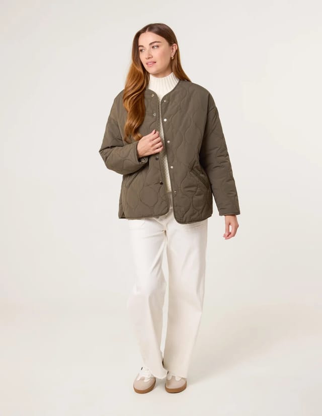Blue Vanilla Button Front Quilted Jacket - 2