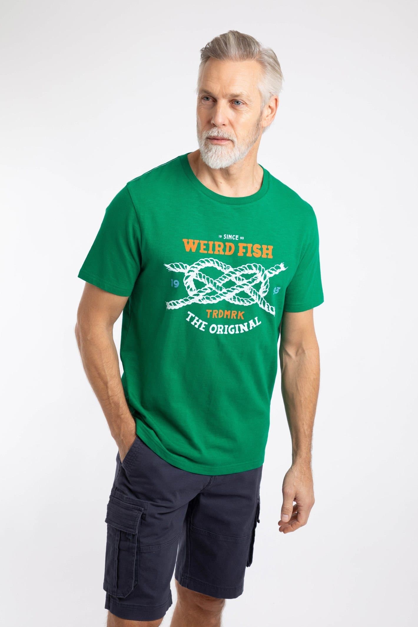 Weird Fish Weird Fish Men's Cast Off-Front Print Graphic T-Shirt in Bright Green