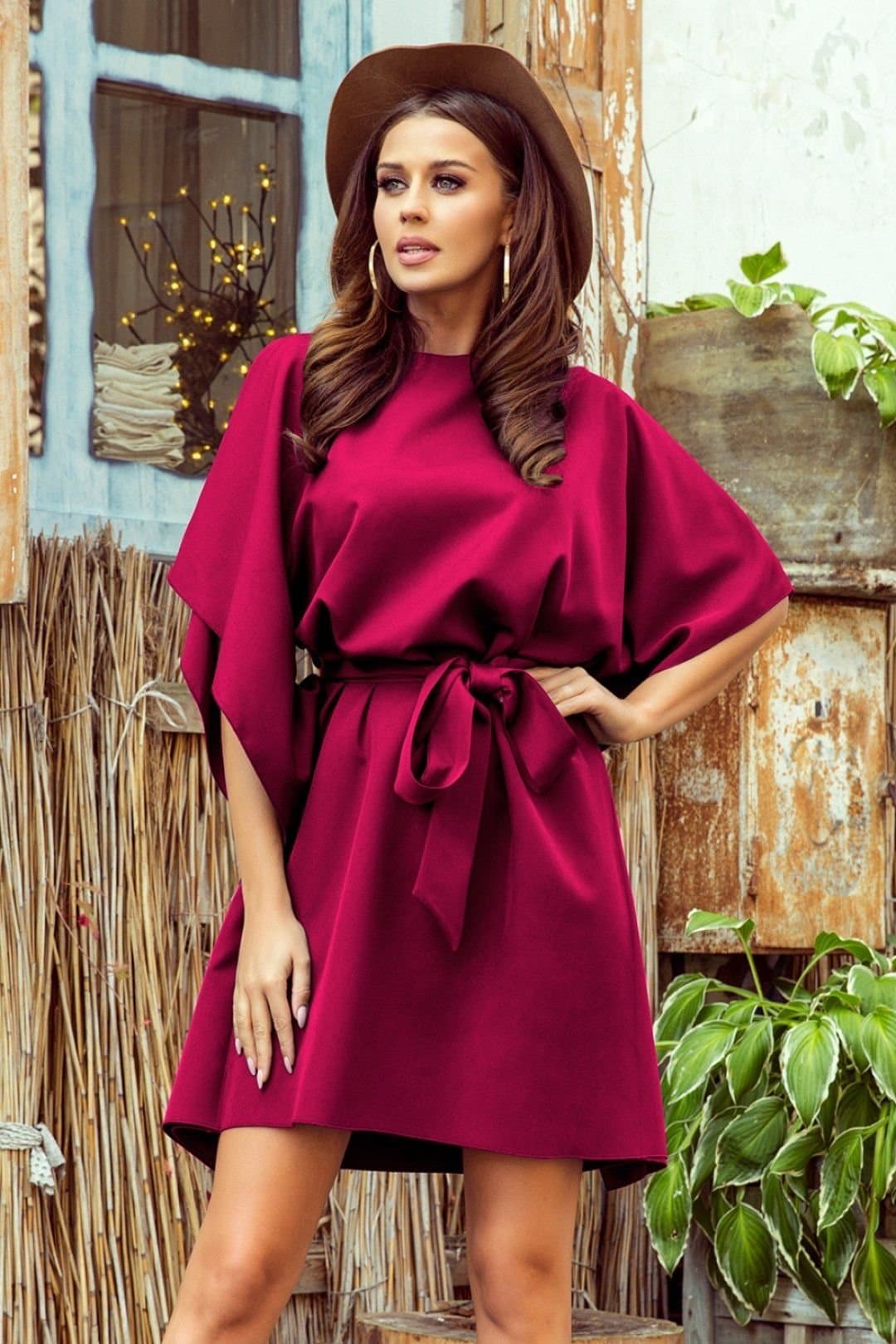 Love Lace Love Lace Women's Butterfly Belted Daydress in Burgundy