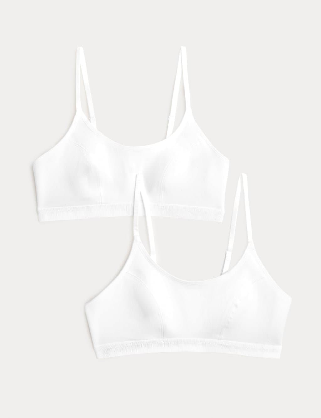 Marks & Spencer M&S 2 Pack Cotton First Bra Crop Tops White